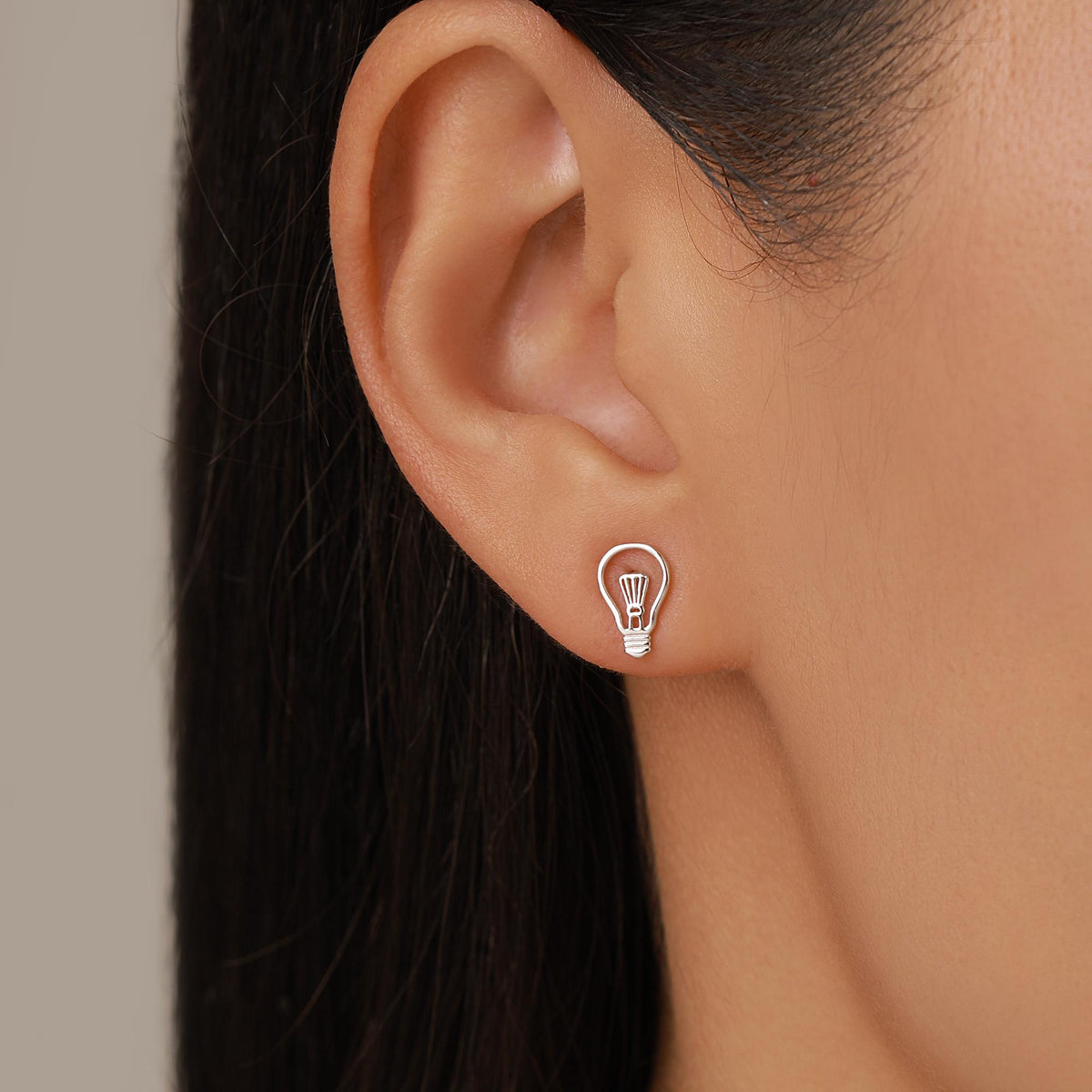 Sterling Silver Lightbulb Stud Earrings