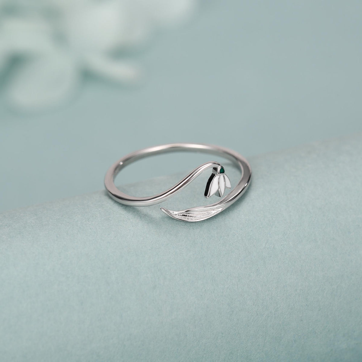 Sterling Silver Snowdrop Flower Adjustable Ring