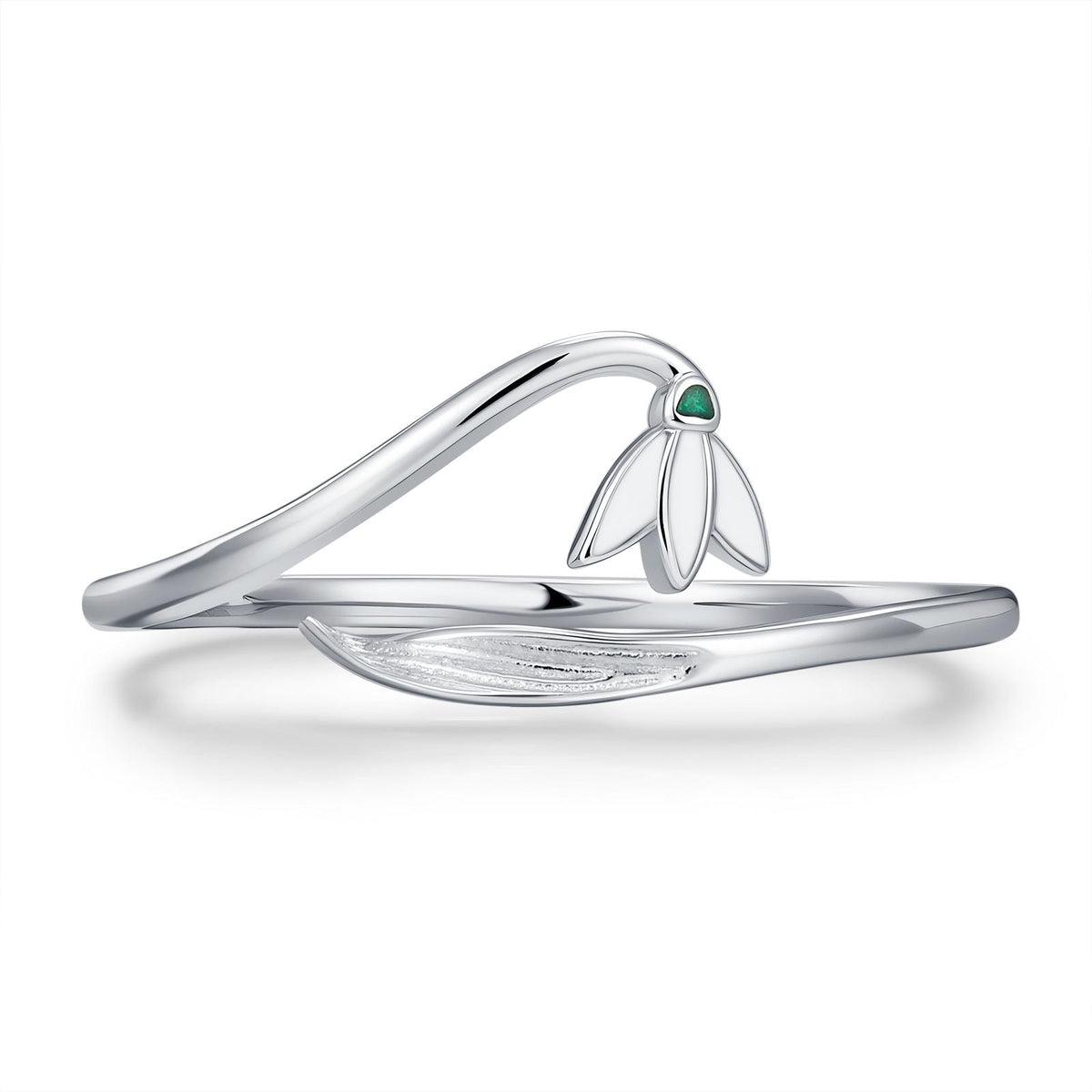 Sterling Silver Snowdrop Flower Adjustable Ring