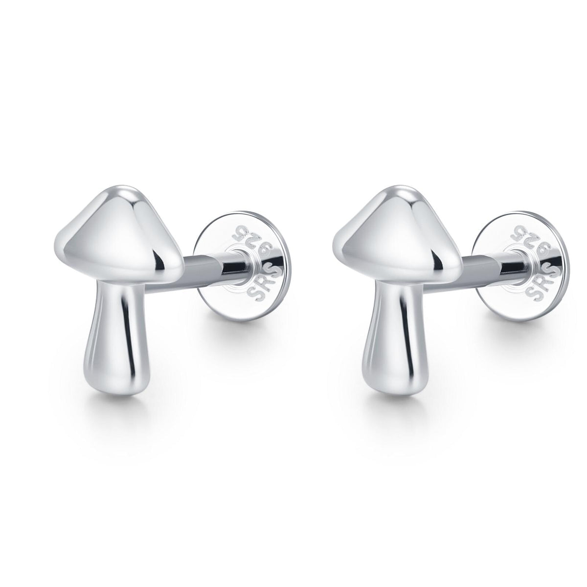 Sterling Silver Mushroom 16G Flat Back Labret Earring
