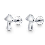 Sterling Silver Mushroom 16G Flat Back Labret Earring