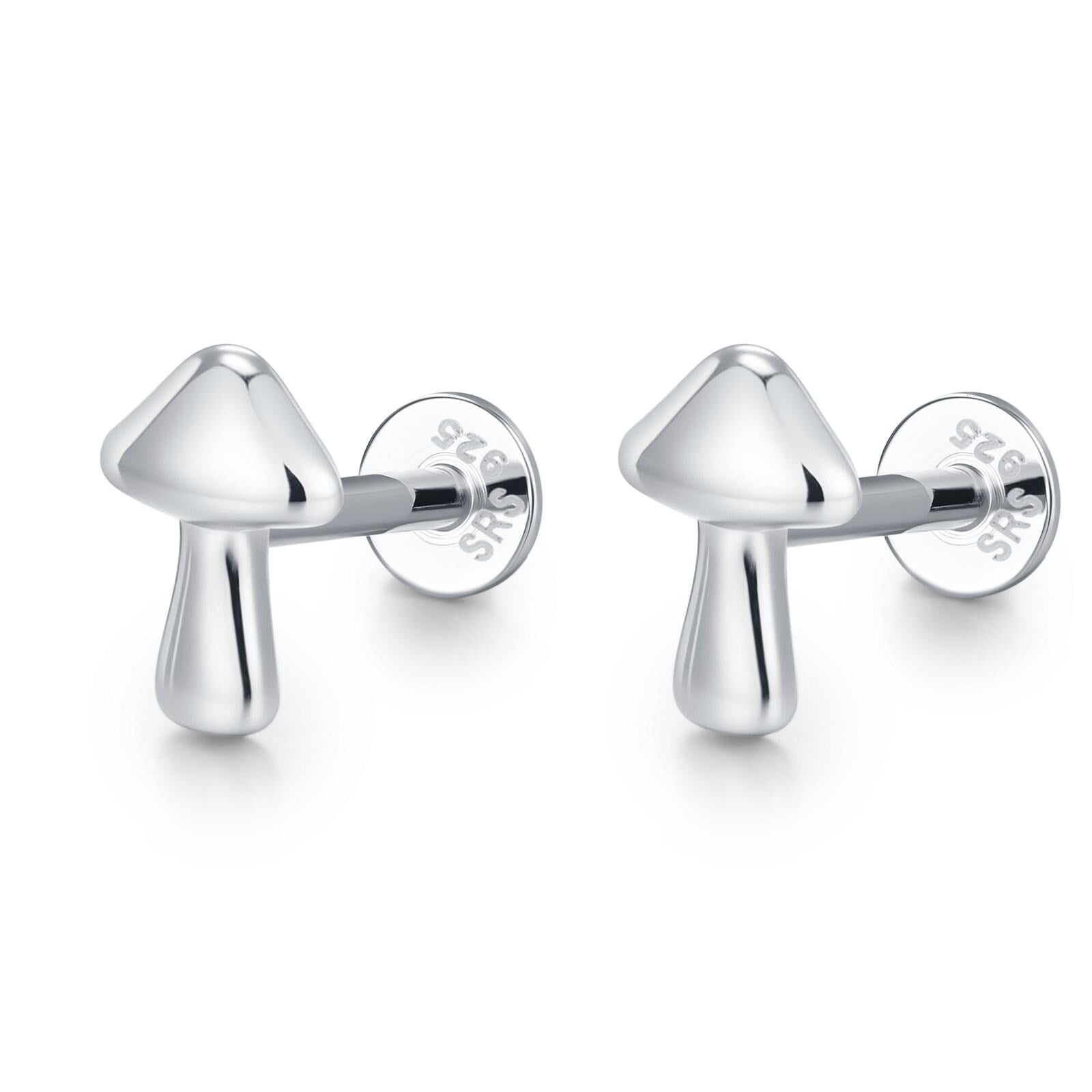 Sterling Silver Mushroom 16G Flat Back Labret Earring
