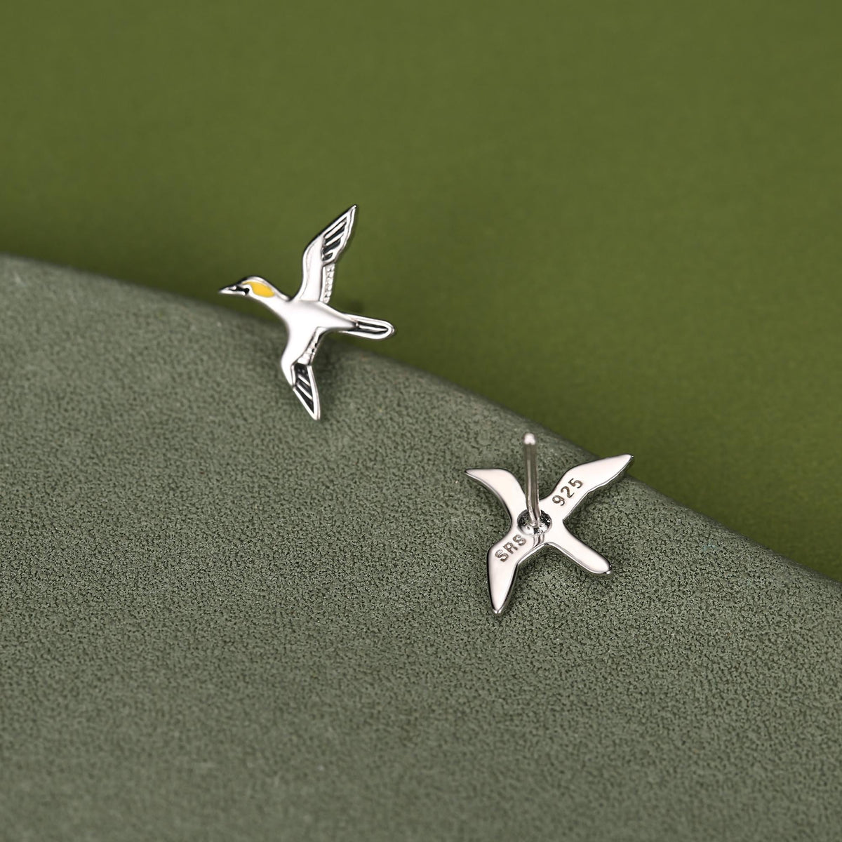 Sterling Silver Gannet Seabird Stud Earrings