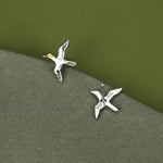 Sterling Silver Gannet Seabird Stud Earrings