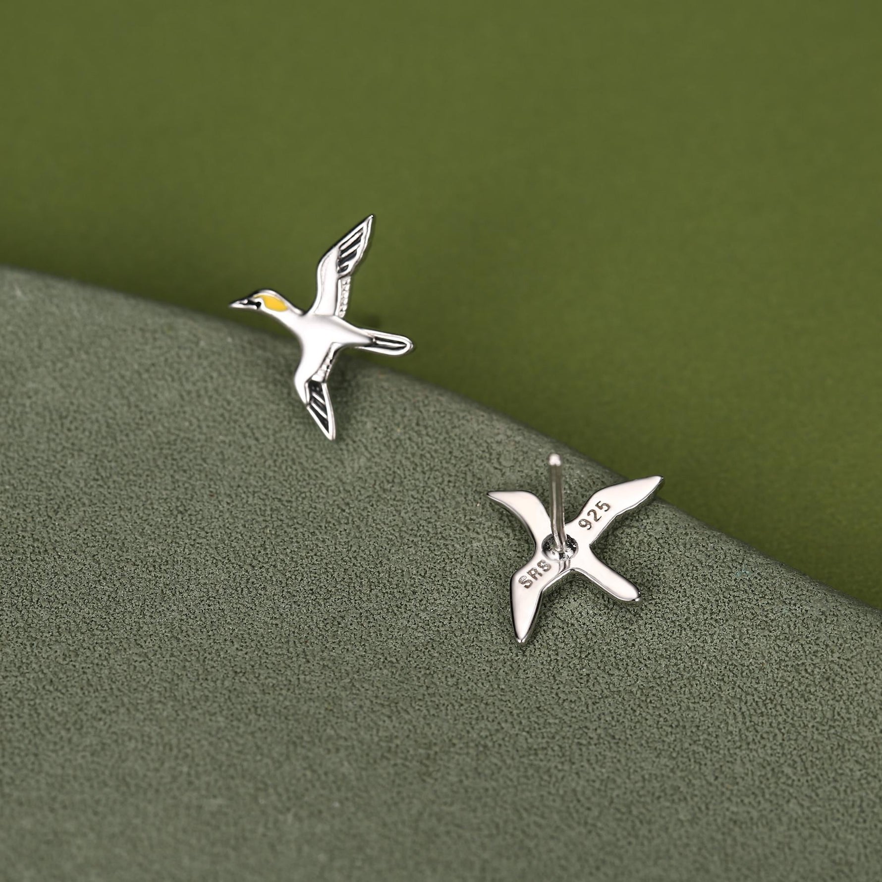 Sterling Silver Gannet Seabird Stud Earrings