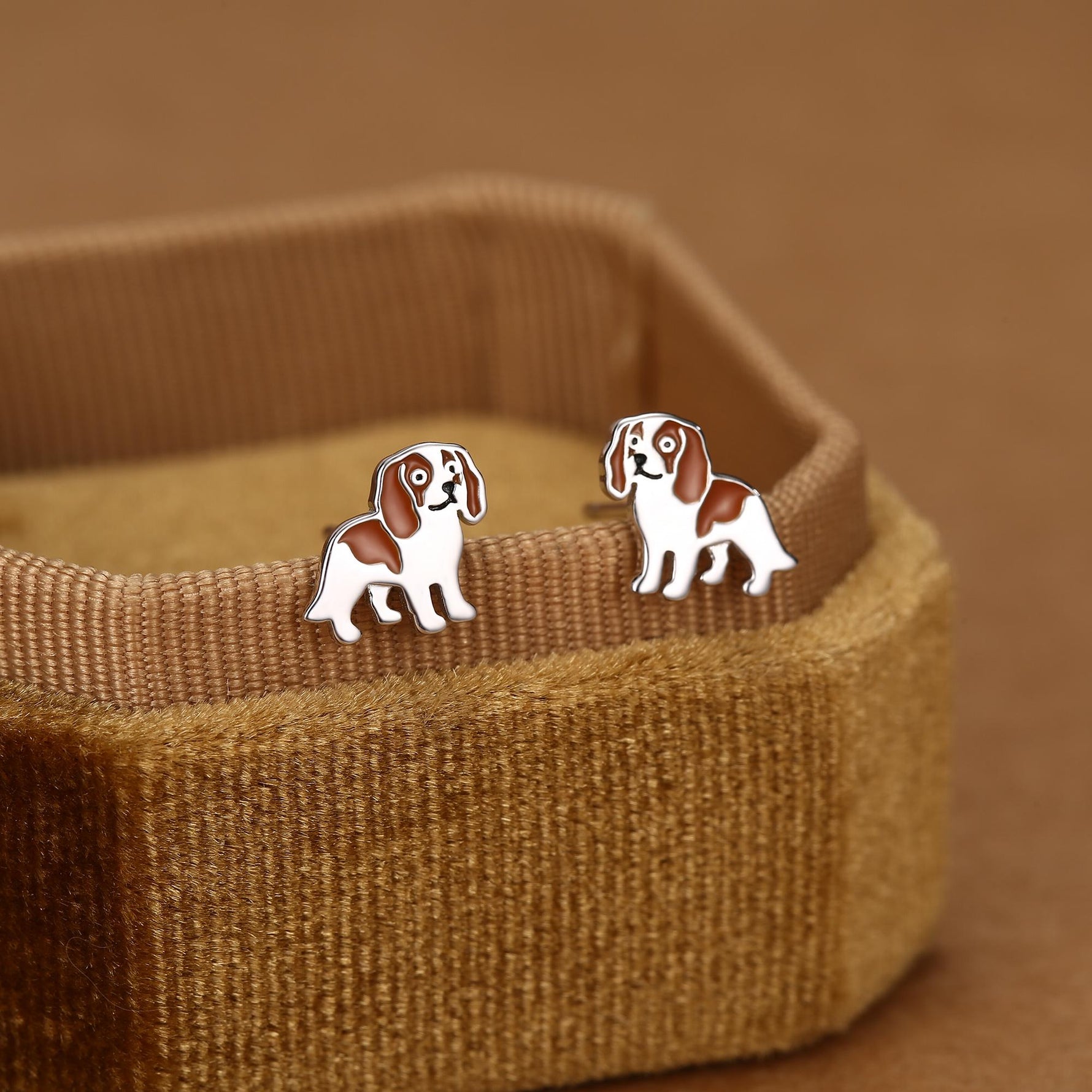 Sterling Silver Cavalier King Charles Spaniel Stud Earrings