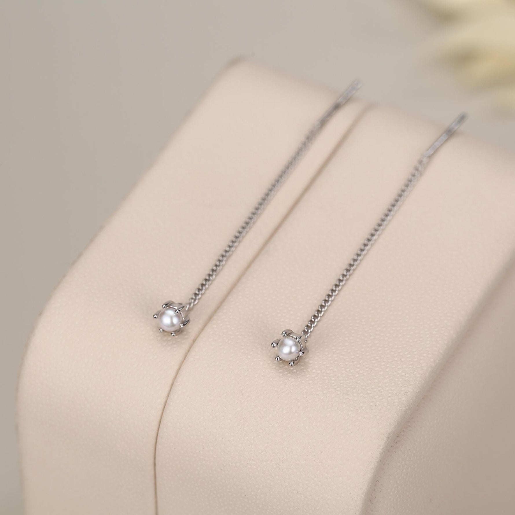 Sterling Silver Pearl Threader Earrings