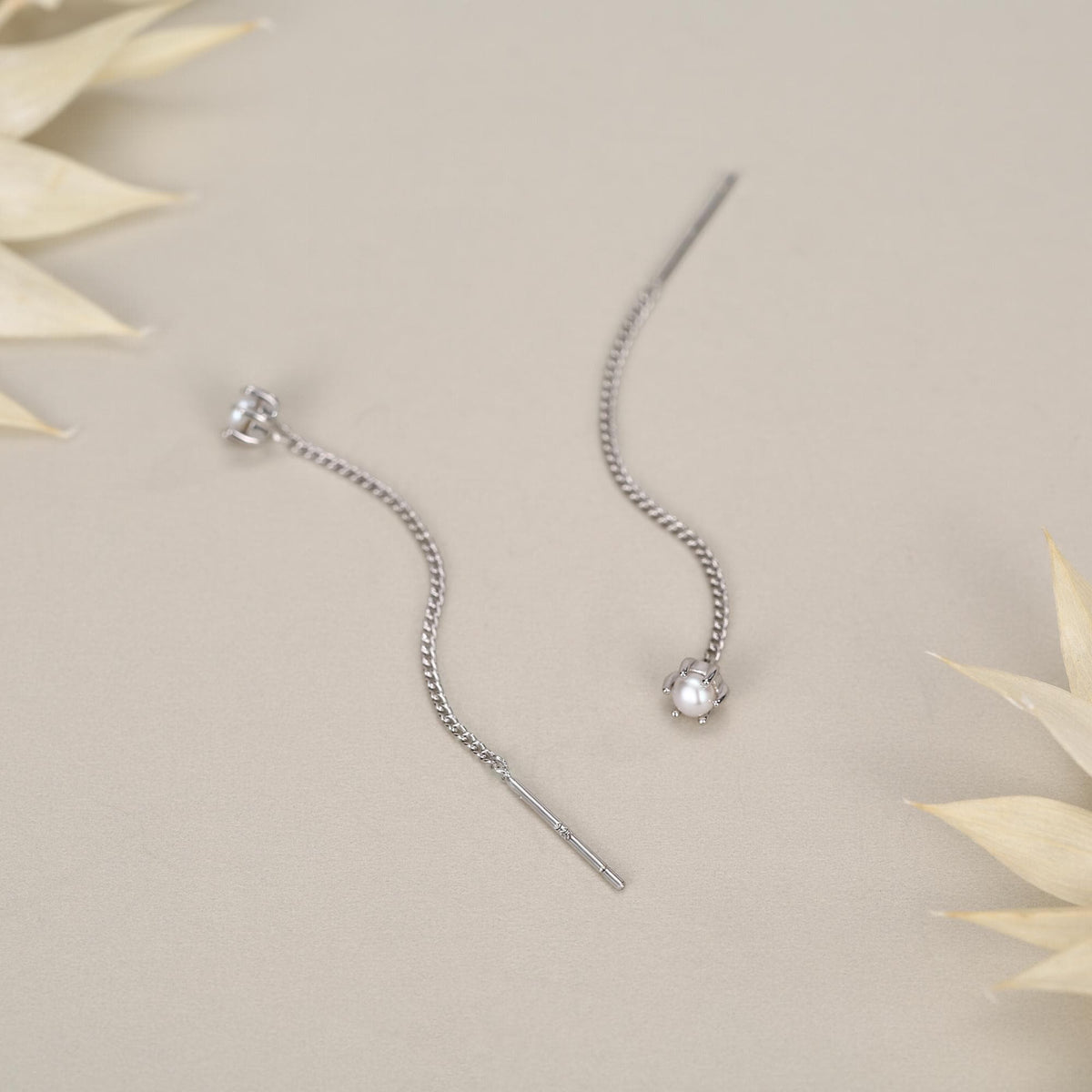 Sterling Silver Pearl Threader Earrings