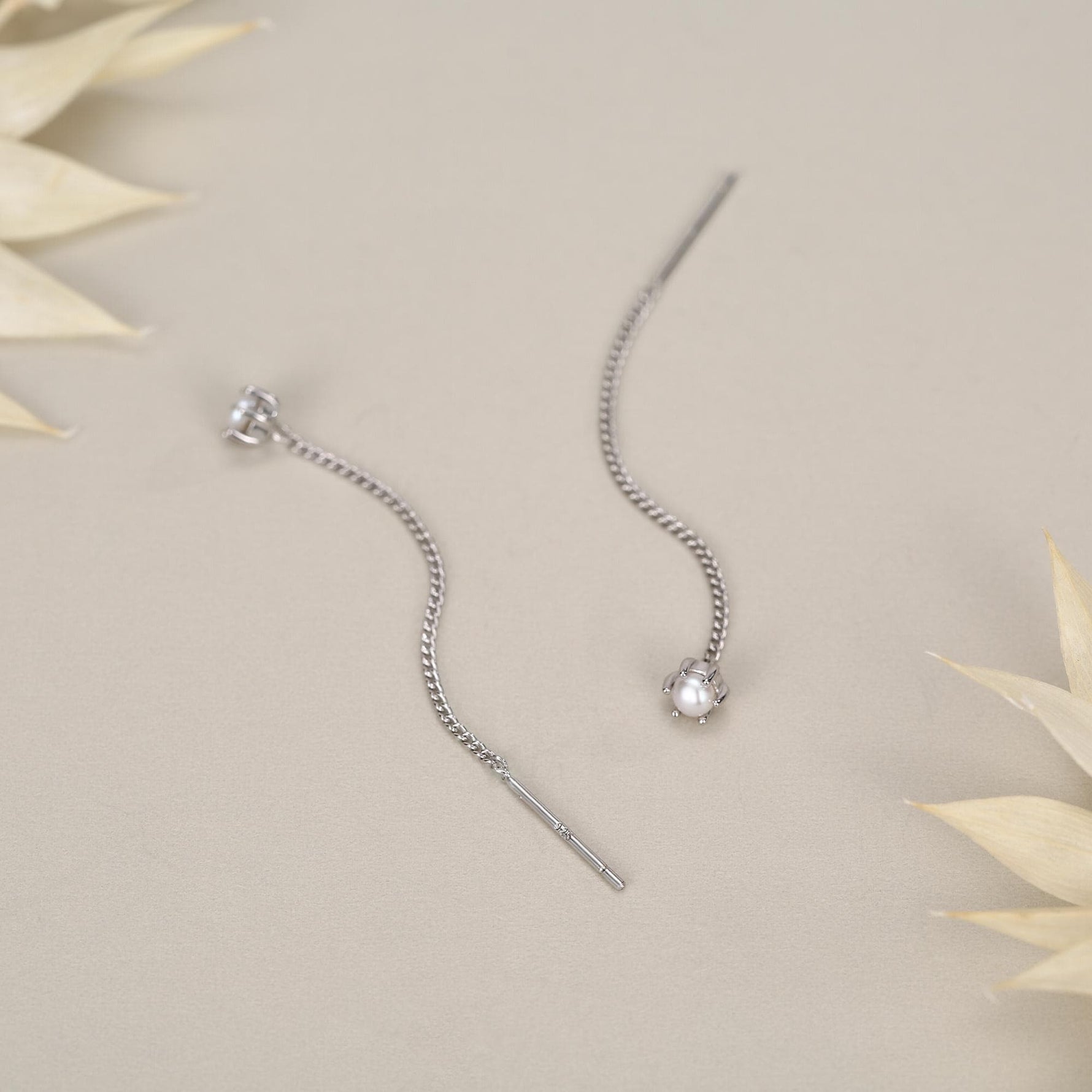 Sterling Silver Pearl Threader Earrings