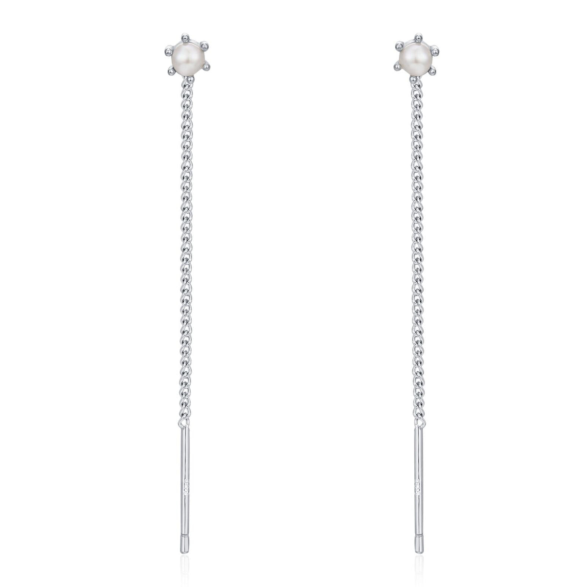 Sterling Silver Pearl Threader Earrings