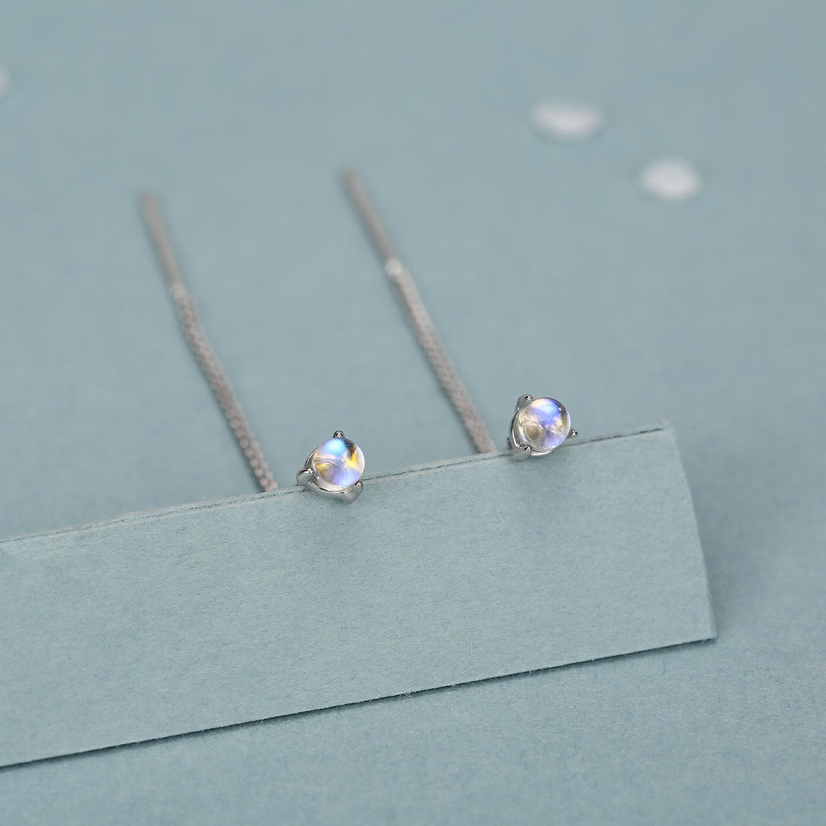 Sterling Silver Blue Glass Threader Earrings