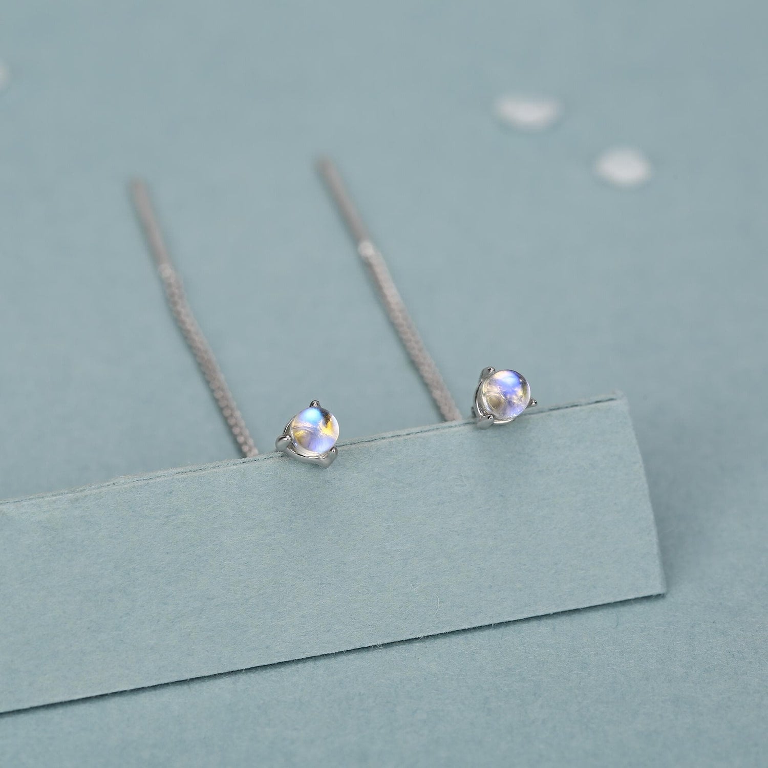 Sterling Silver Blue Glass Threader Earrings