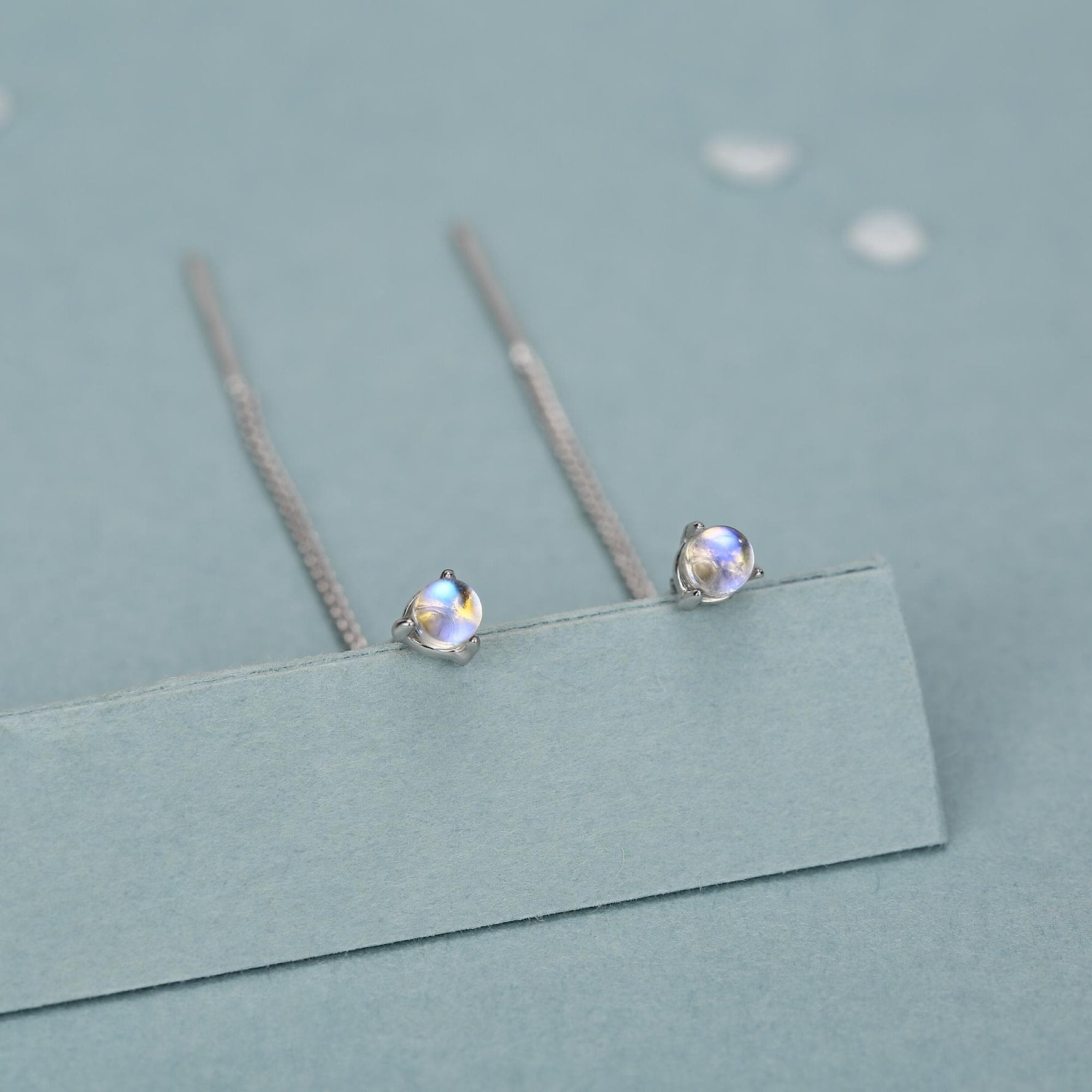 Sterling Silver Blue Glass Threader Earrings