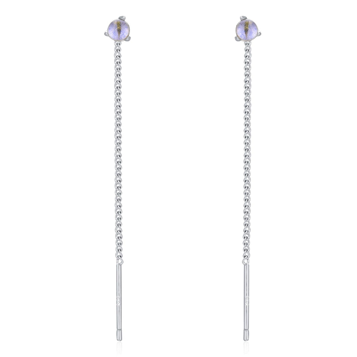 Sterling Silver Blue Glass Threader Earrings