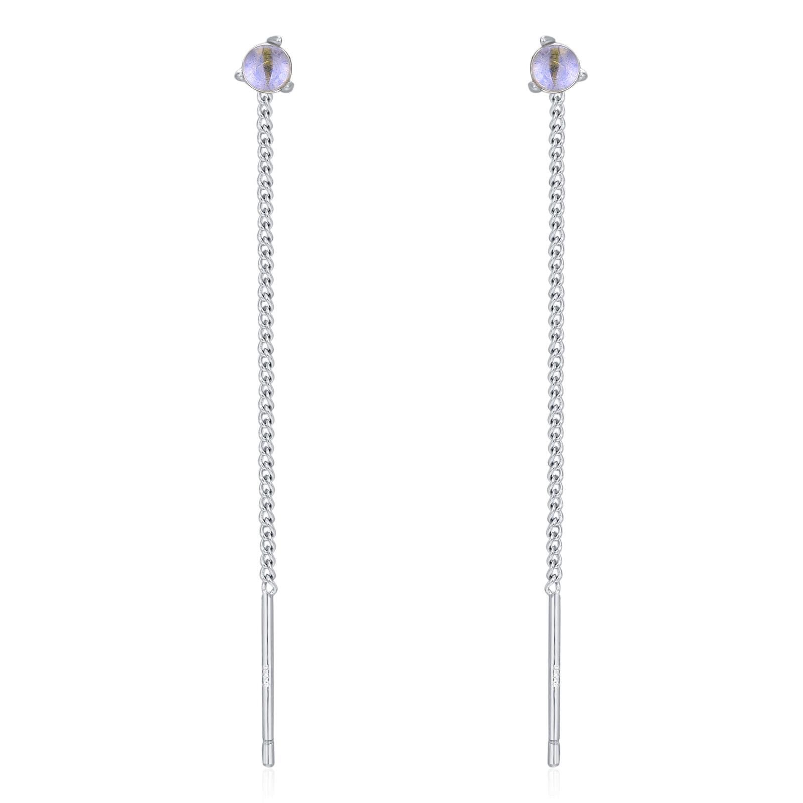 Sterling Silver Blue Glass Threader Earrings