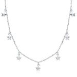 Sterling Silver Star Charm Dangle Choker Necklace
