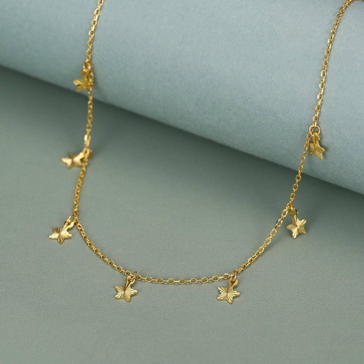 Sterling Silver Star Charm Dangle Choker Necklace