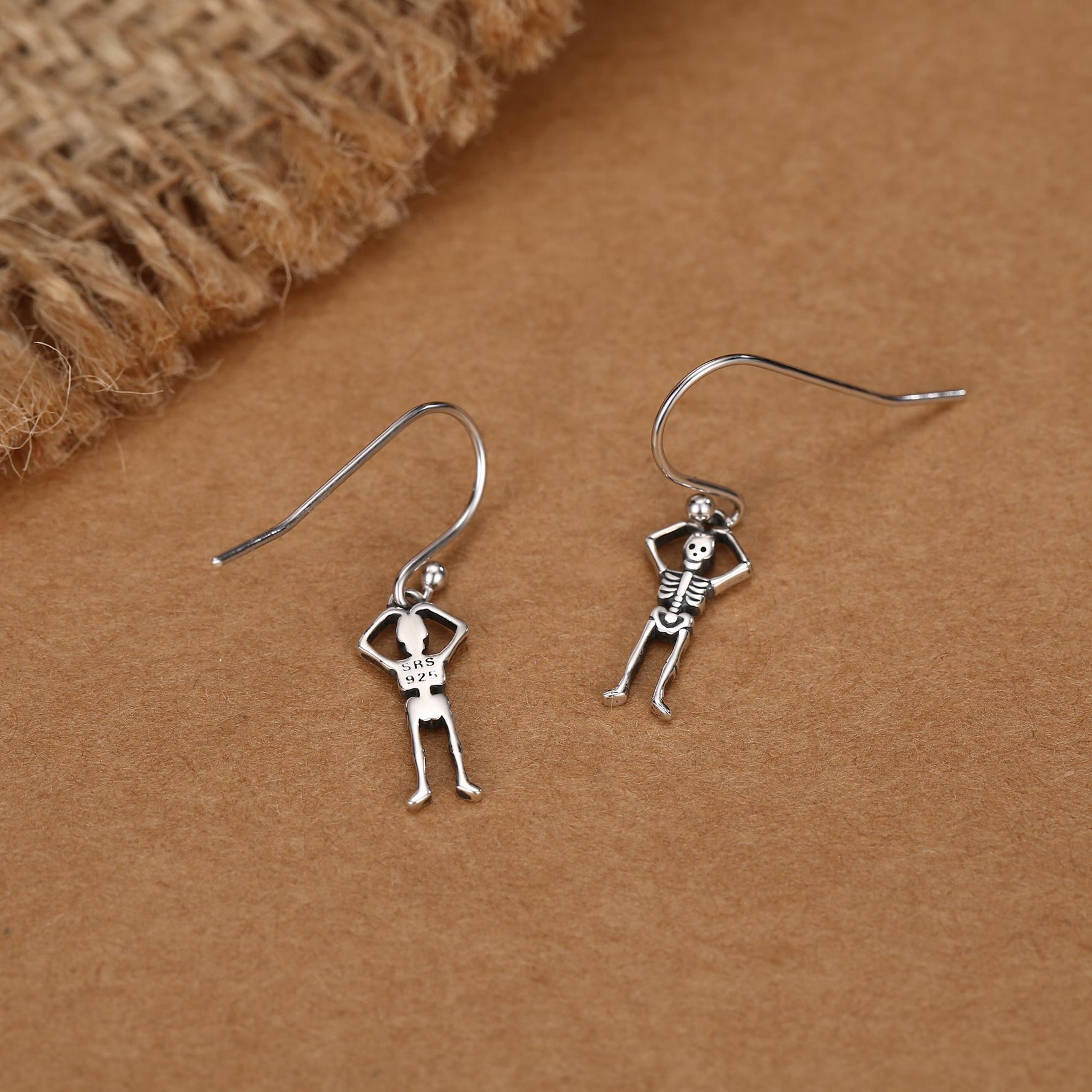 Sterling Silver Dancing Skeleton Drop Earrings