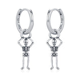Sterling Silver Dancing Skeleton Hoop Earrings