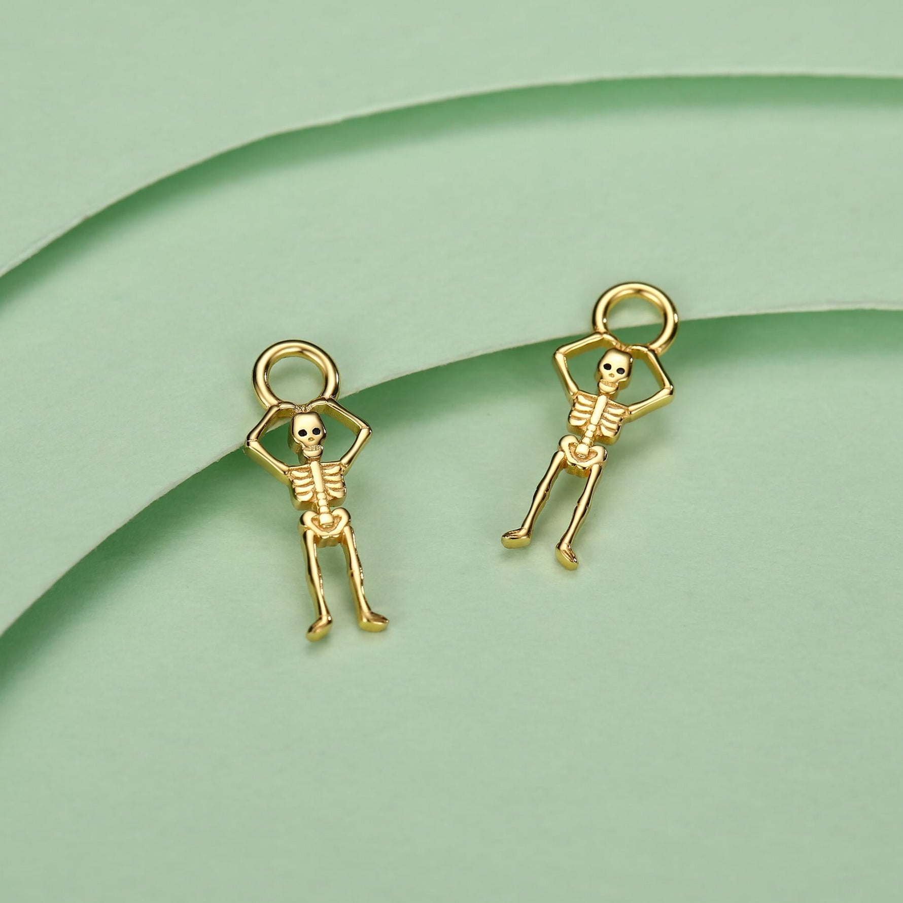 Sterling Silver Dancing Skeleton Hoop Earrings