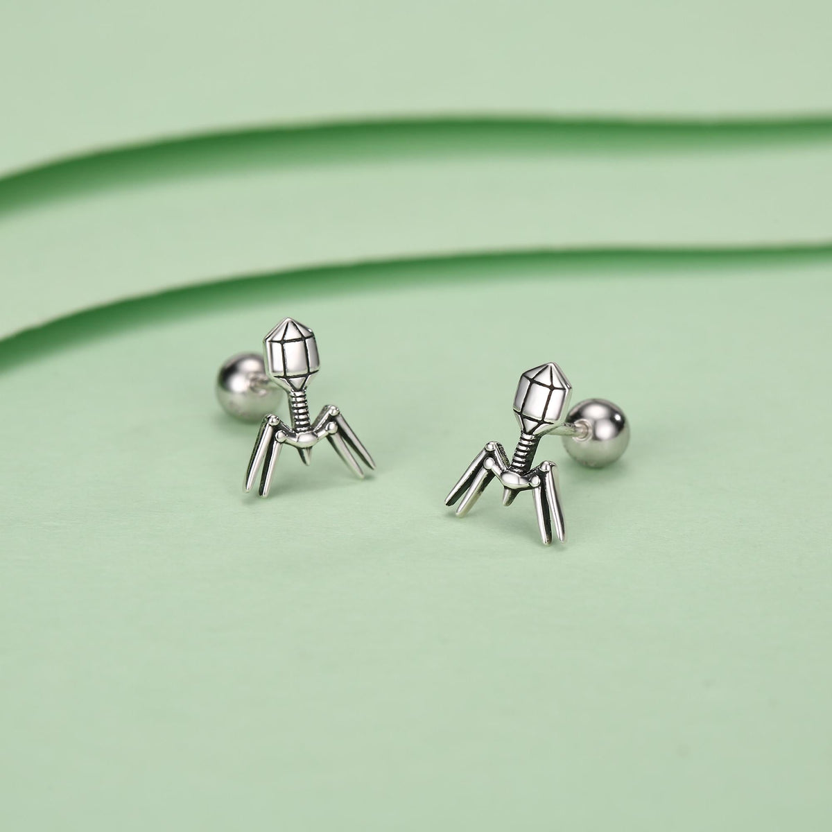 Sterling Silver Bacteriophage 18G Screw Back Earrings