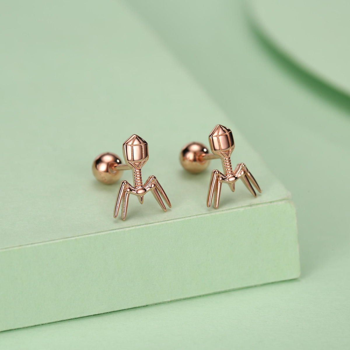 Sterling Silver Bacteriophage 18G Screw Back Earrings