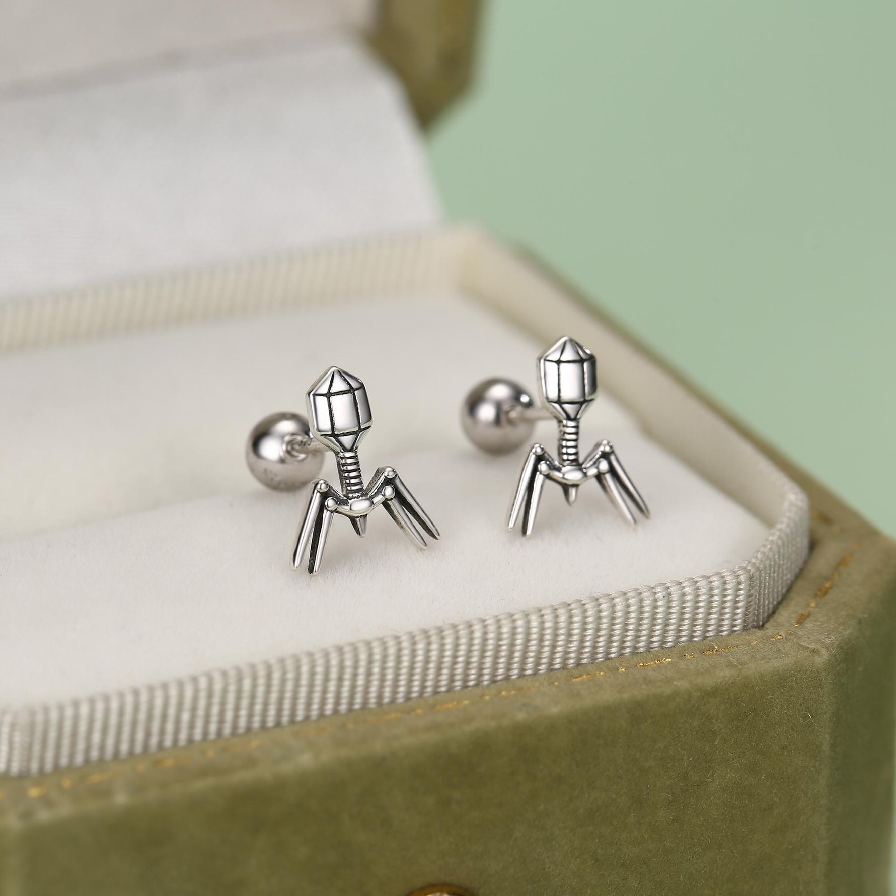 Sterling Silver Bacteriophage 18G Screw Back Earrings