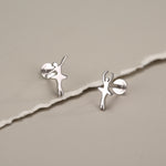 Sterling Silver Mismatched Ballerina 16G Flat Back Earrings