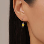 Sterling Silver Enamel Pansy Drop Earrings