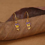 Sterling Silver Enamel Pansy Drop Earrings