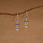 Sterling Silver Enamel Pansy Drop Earrings