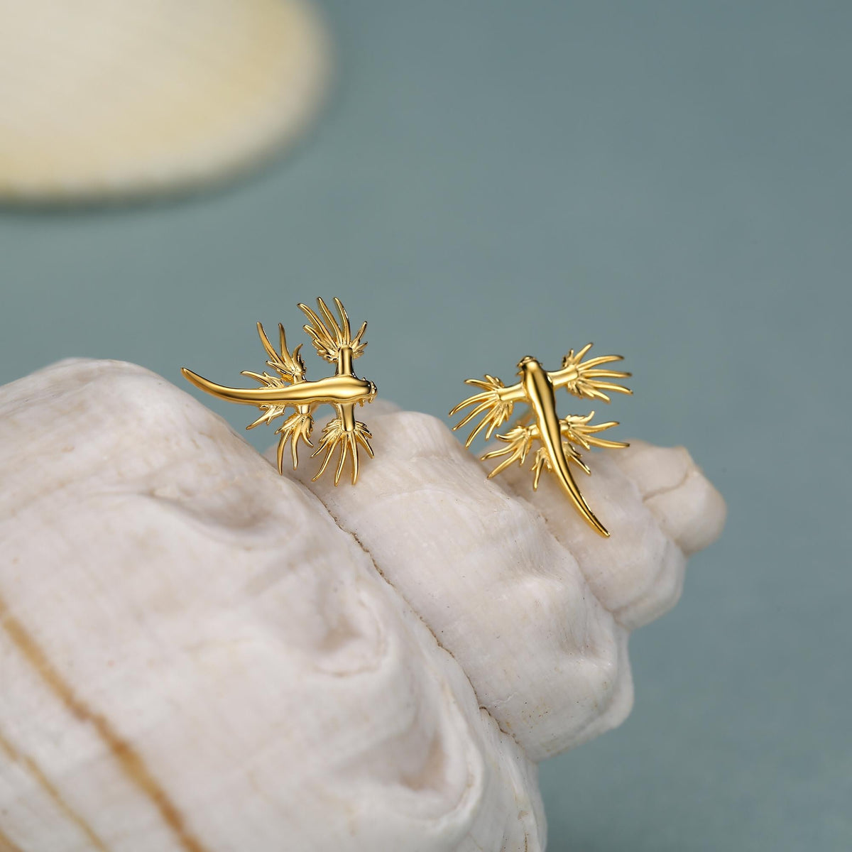 Sterling Silver Blue Dragon Sea Slug Stud Earrings