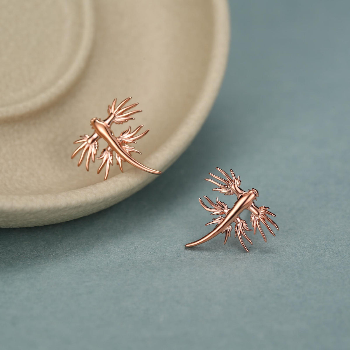 Sterling Silver Blue Dragon Sea Slug Stud Earrings