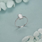 1 Carat Emerald Cut Moissanite Engagement Ring