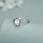 1 Carat Emerald Cut Moissanite Engagement Ring