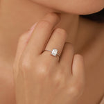 1 Carat Emerald Cut Moissanite Engagement Ring