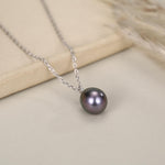Sterling Silver Genuine Black Pearl Huggie Hoop Earrings and Necklace Set