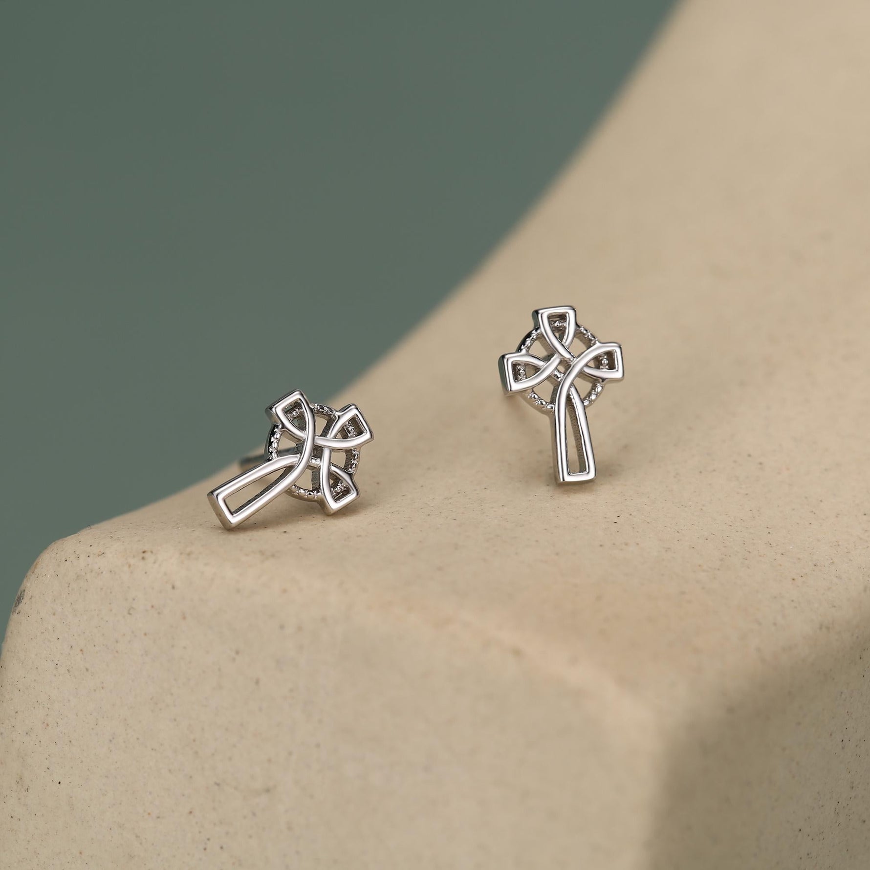 Sterling Silver Celtic Cross Stud Earrings