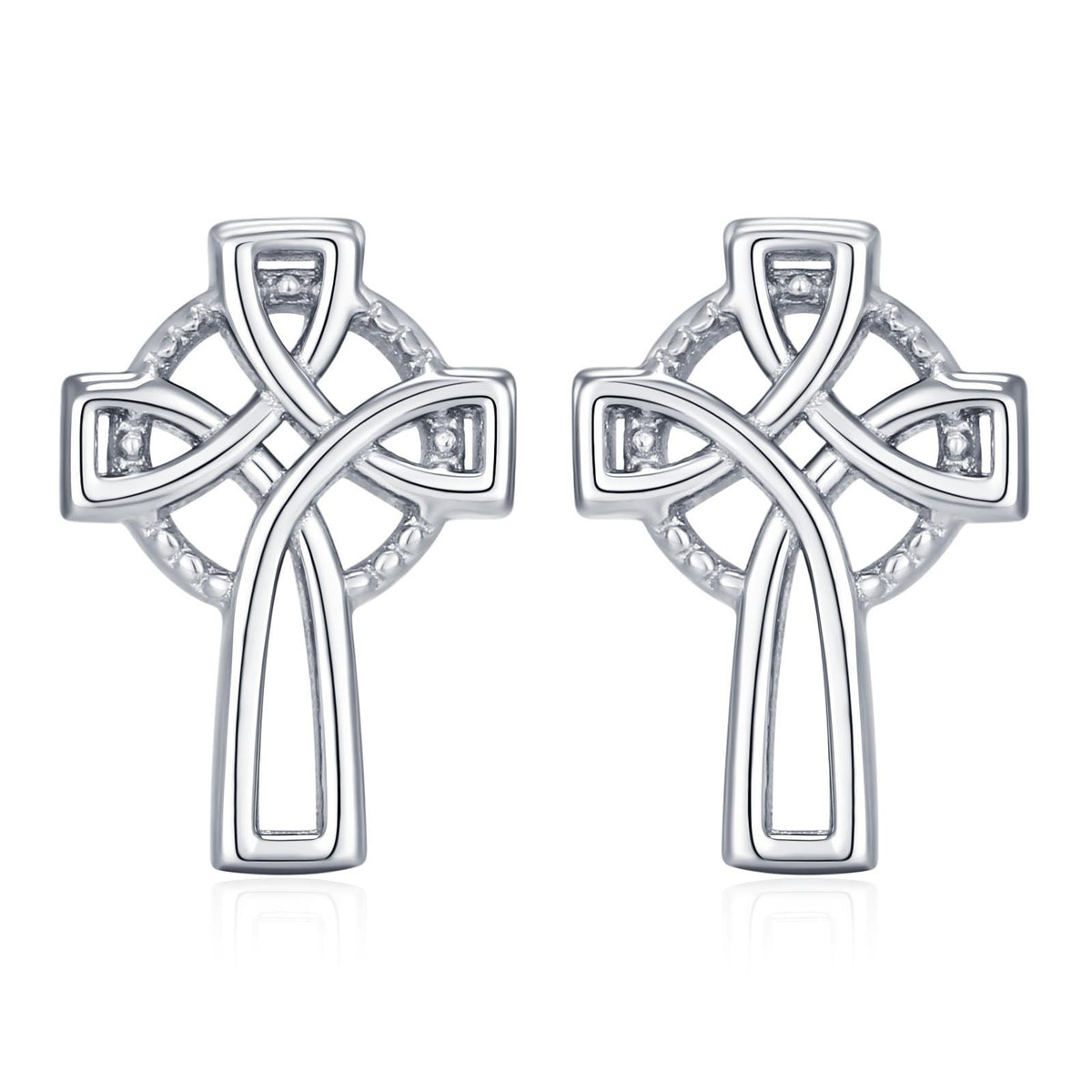 Sterling Silver Celtic Cross Stud Earrings