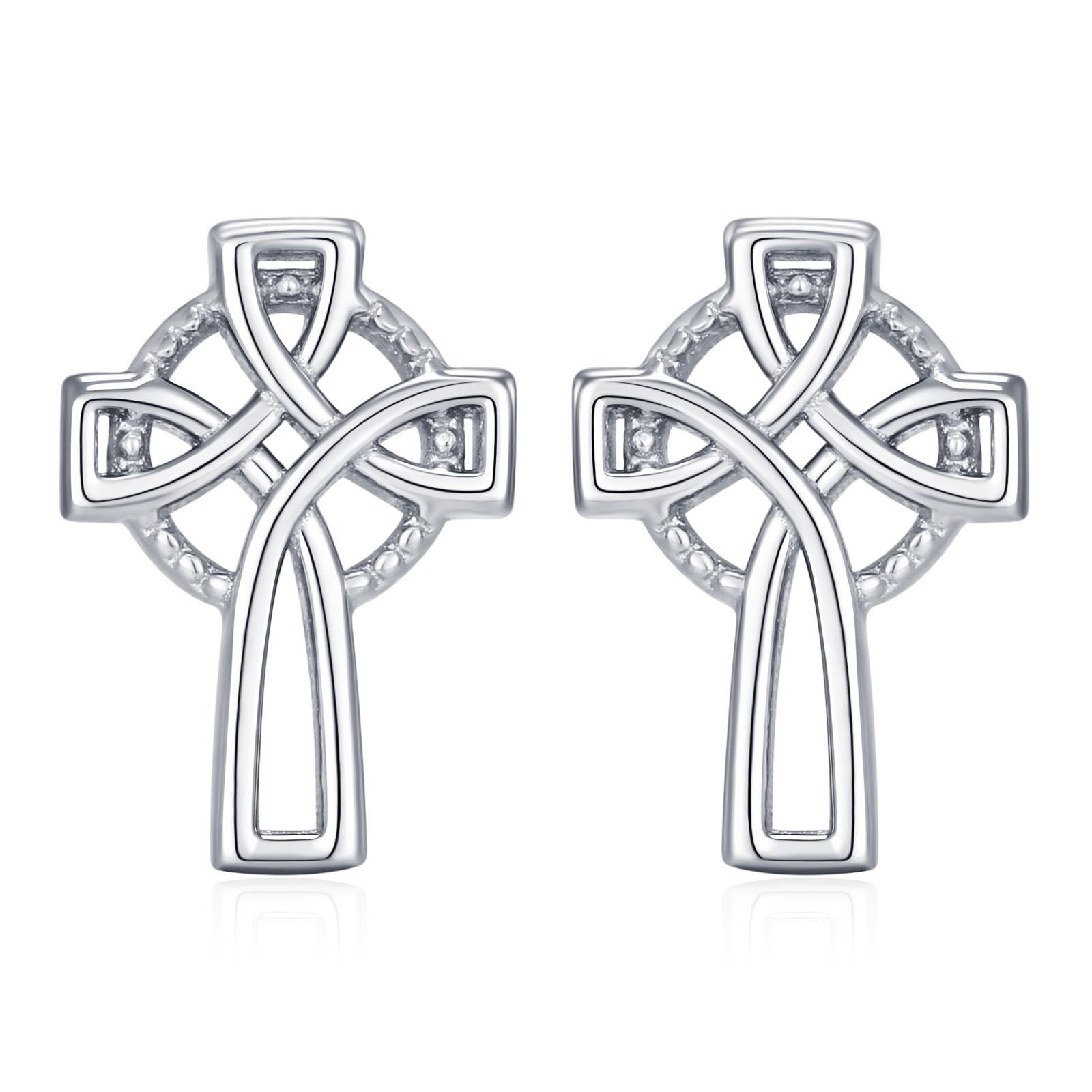 Sterling Silver Celtic Cross Stud Earrings