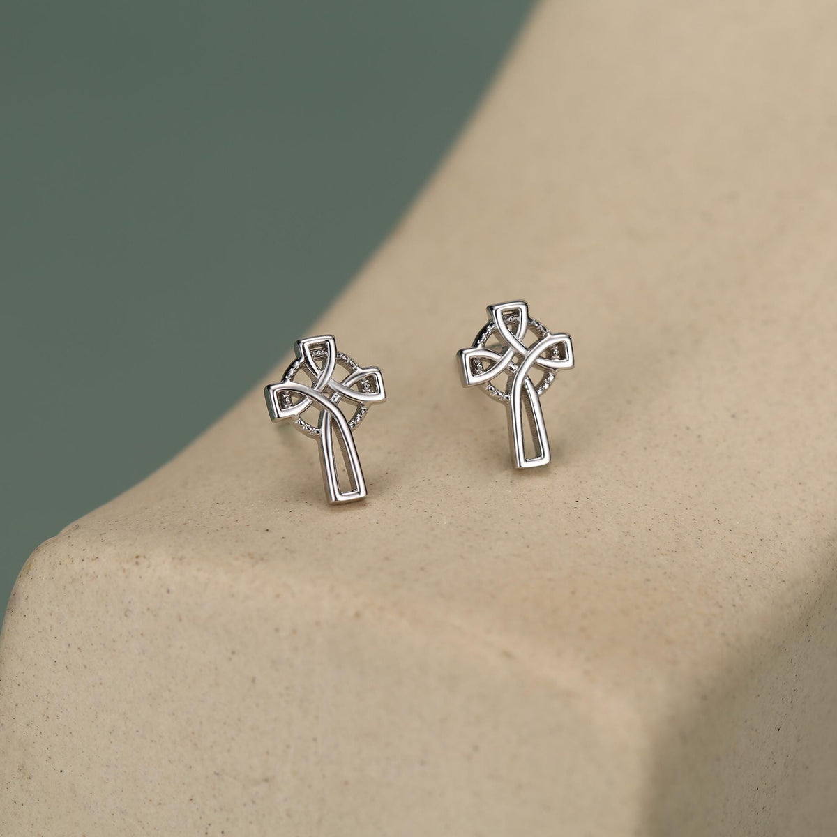 Sterling Silver Celtic Cross Stud Earrings