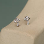 Sterling Silver Celtic Cross Stud Earrings