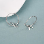Sterling Silver Dopamine Molecule Hoop Earrings