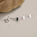 Sterling Silver Moss Agate Stud Earrings