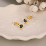 Sterling Silver Moss Agate Stud Earrings