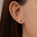 Sterling Silver Moss Agate Stud Earrings