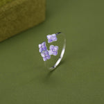 Sterling Silver Enamel Purple Hydrangea Adjustable Ring