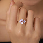 Sterling Silver Enamel Purple Hydrangea Adjustable Ring
