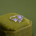 Sterling Silver Enamel Purple Hydrangea Adjustable Ring