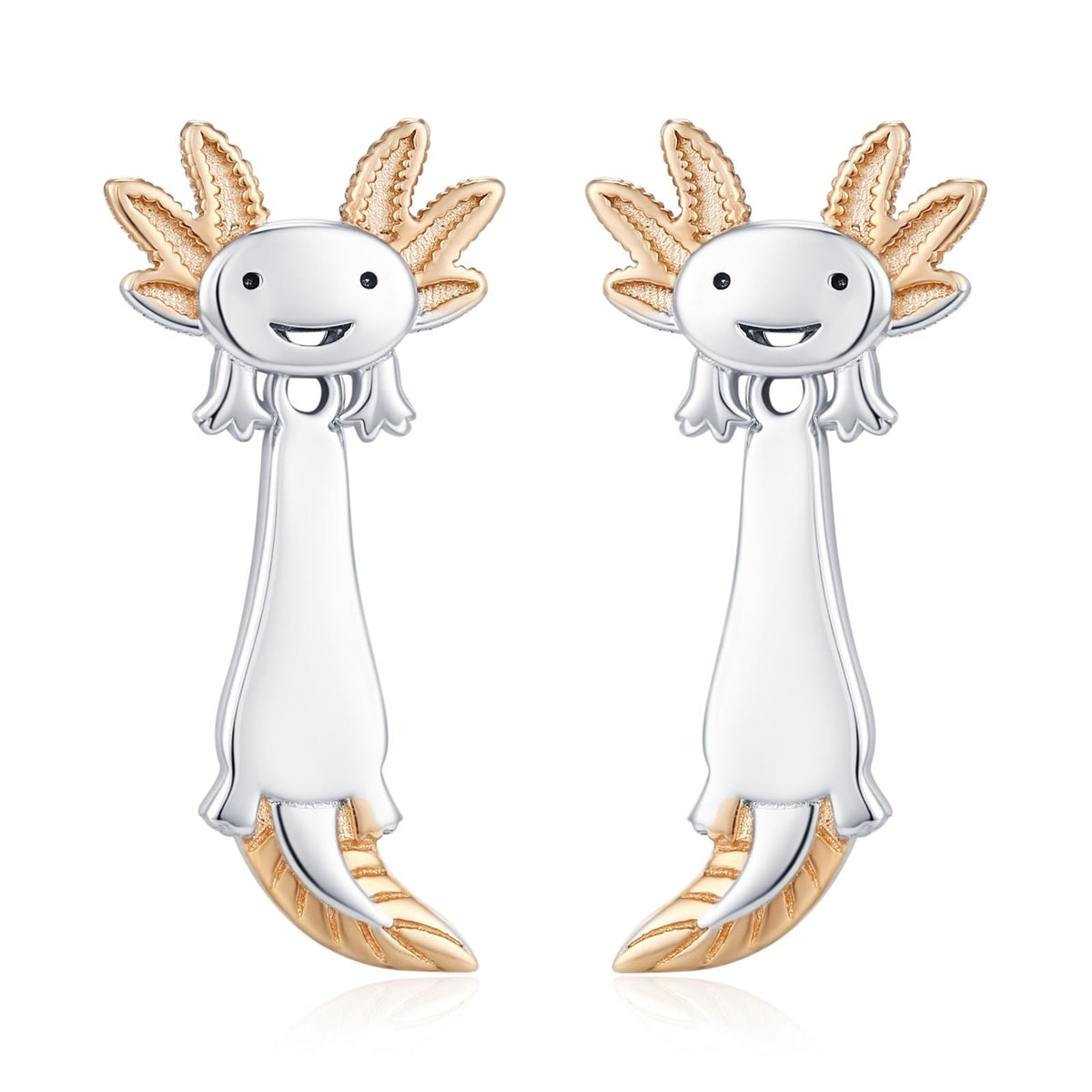 Sterling Silver Two-Tone Axolotl Stud Earrings